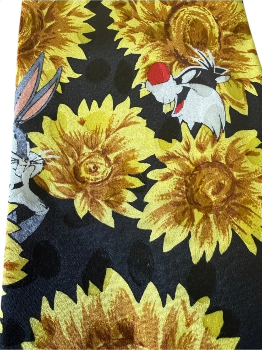 Men's Navy Tie with Yellow Sunflower Print